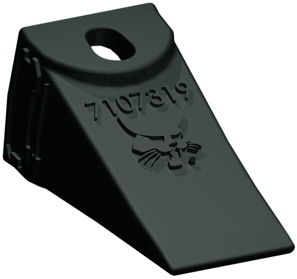 Genuine Bobcat Standard Bucket Tooth, 7107319, showing the embossed Bobcat logo and the flex pin hole.