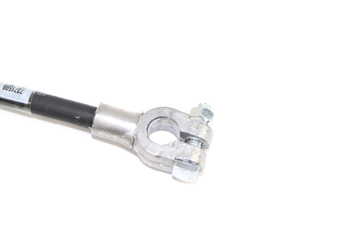 Genuine Bobcat Battery Cable 7371599 showing close up of the battery terminal.