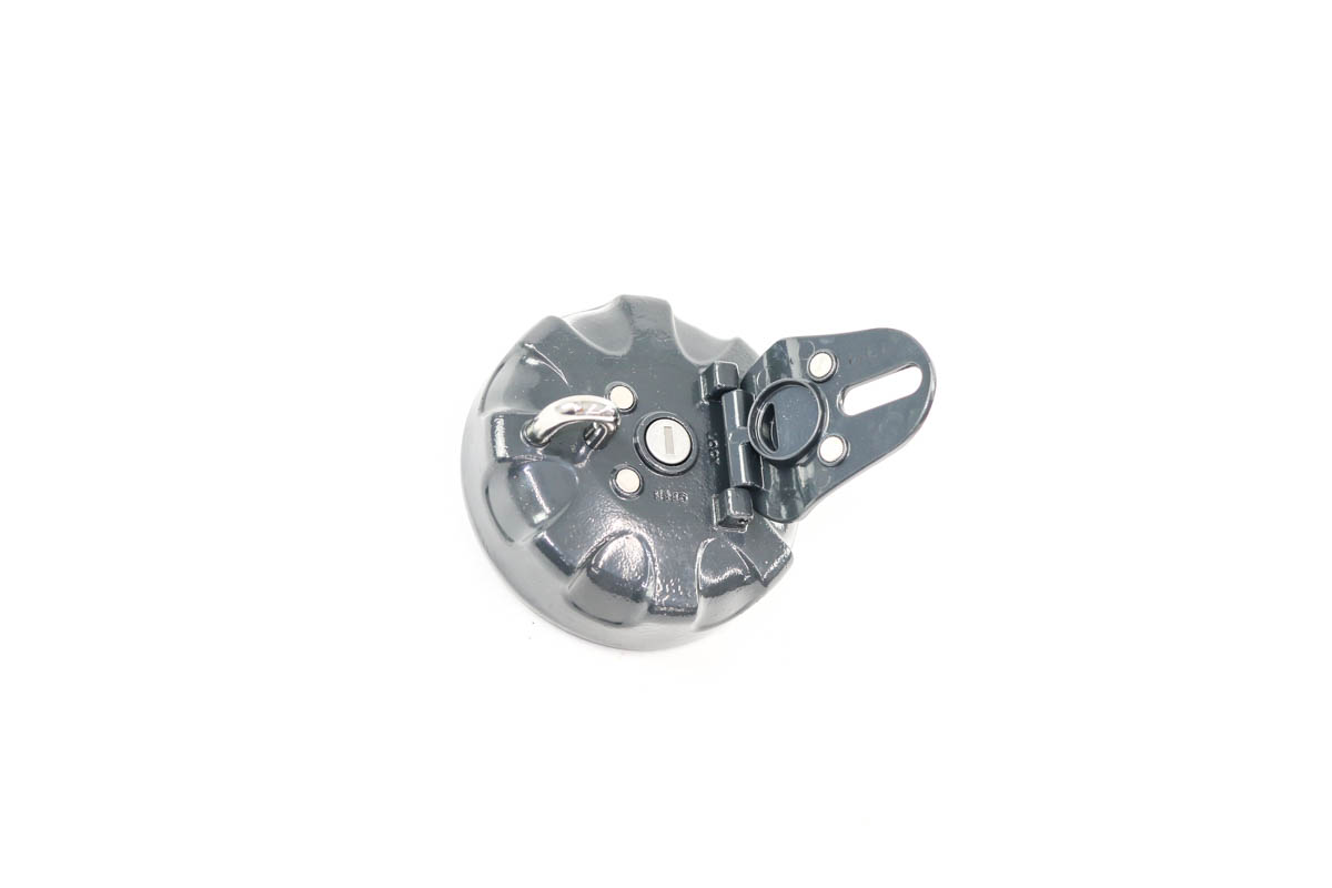 Genuine Bobcat Diesel Cap, 7331989 showing the lid lifted exposing the locking mechanism.