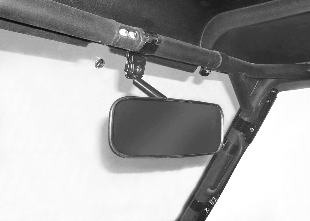 Genuine Bobcat UTV Rear View Mirror Kit, 7232044 shown mounted to the utility vehicle ROPS.