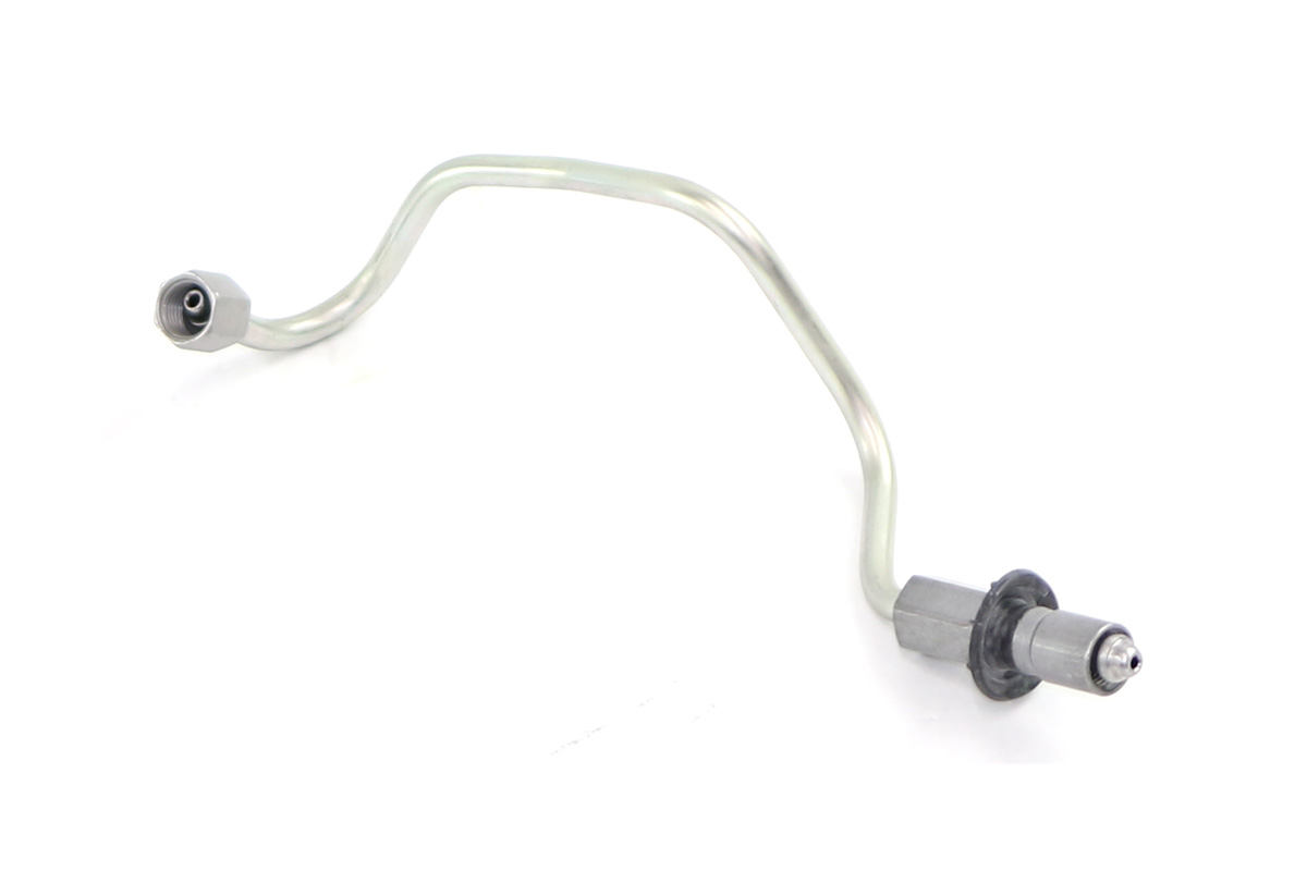 Genuine Bobcat Fuel Pipe, 7381380 with bends and fuel rail connection.