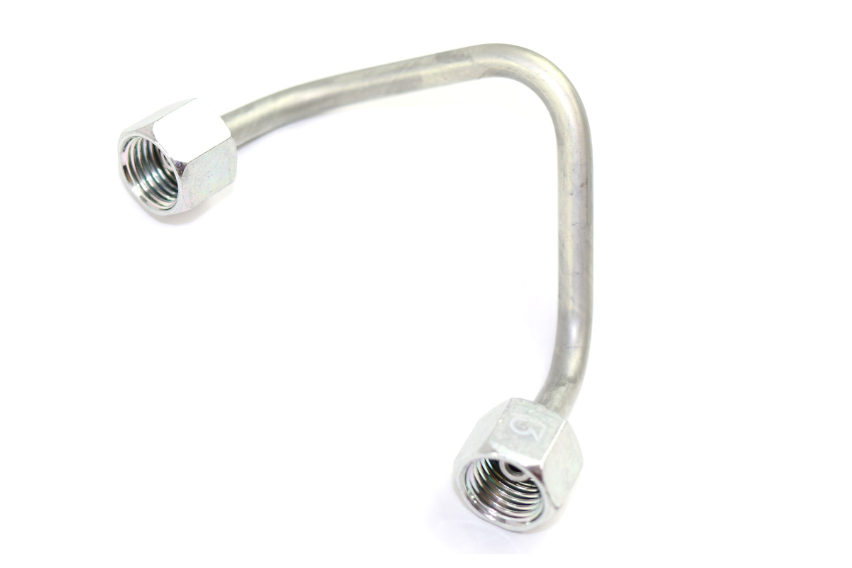 Genuine Bobcat Fuel Injection Pipe, 7384369 showing two female ends and the bend in the pipe.
