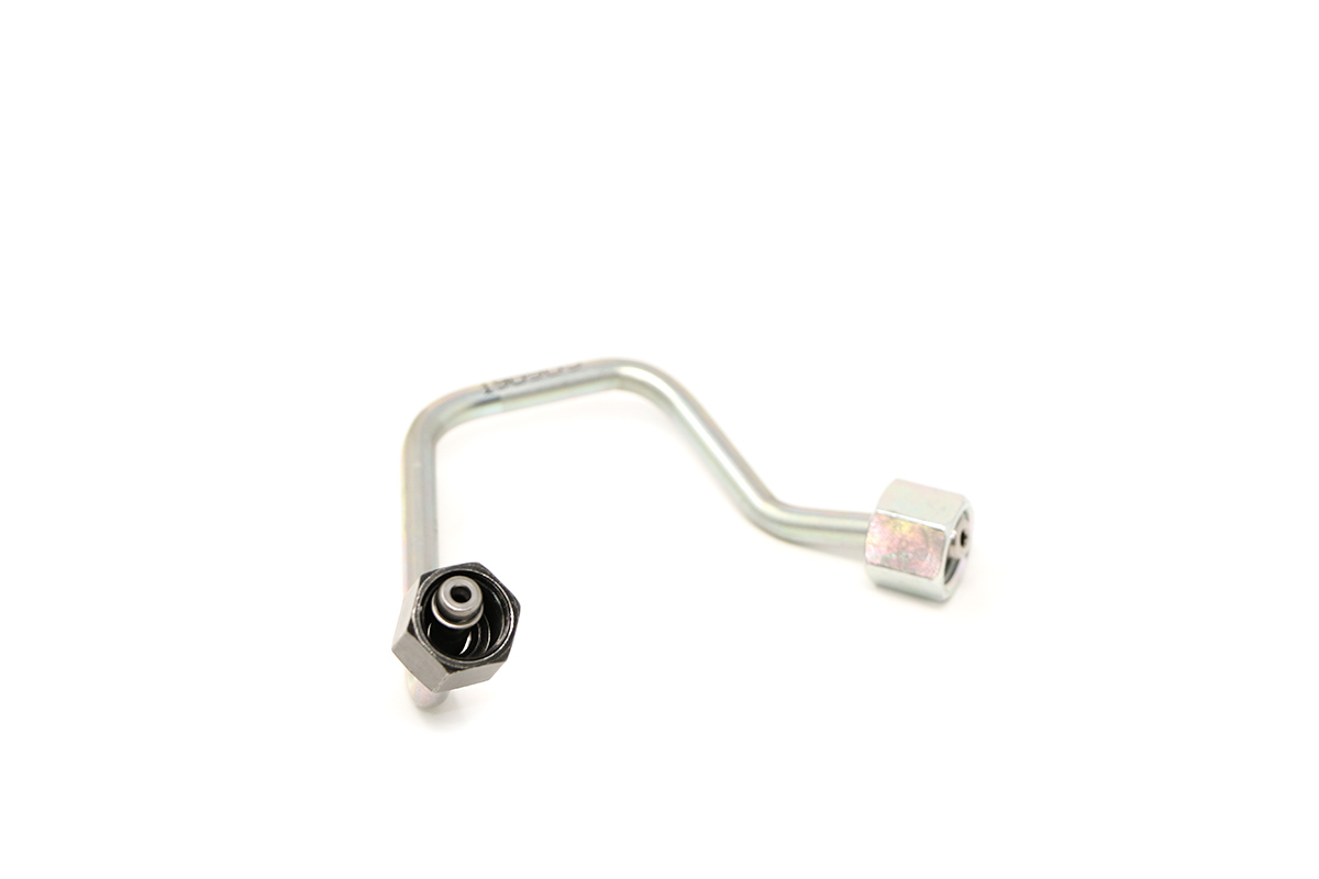 Genuine Bobcat Injection Pipe 7386504 showing bends and fuel rail connection.