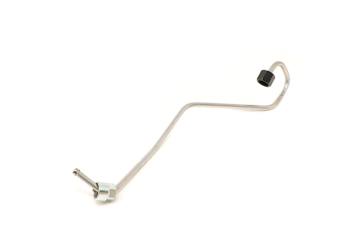Genuine Bobcat Injection Pipe 7386507 showing bends and fuel rail connection.