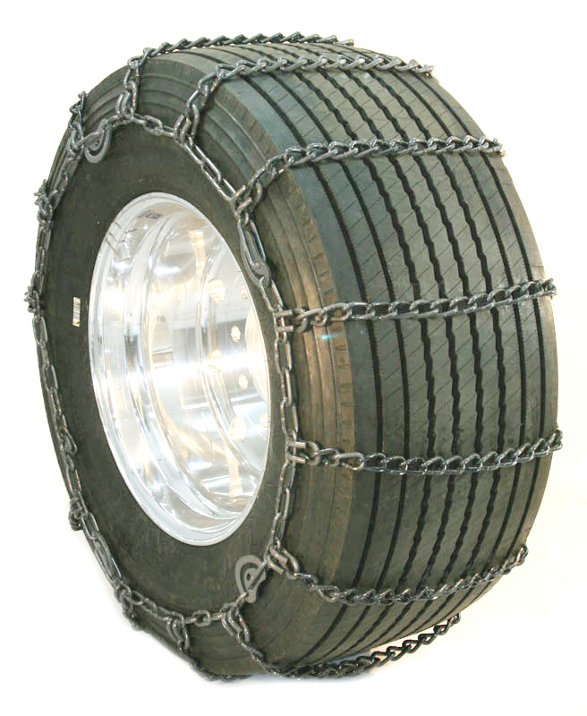 Genuine Bobcat Wide Base Tire Chains, 6988471 installed on a tire.