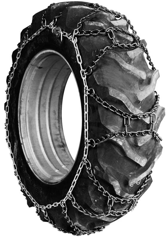 Genuine Bobcat Heavy Duo-Trac Tire Chains, 6988485 shown installed on a tractor tire.