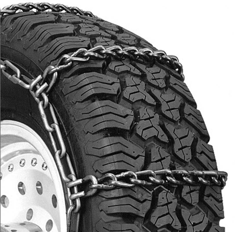 Genuine Bobcat Wide Base Tire Chains, 6988494 installed on a tire.