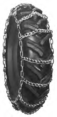 Genuine Bobcat Hi Way Tire Chains, 6988978 installed on a tractor tire.