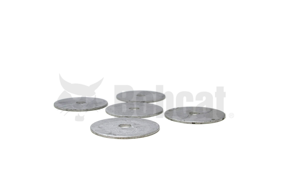 Genuine Bobcat Washer, 6705106, shown in a group of 5 showing thickness.