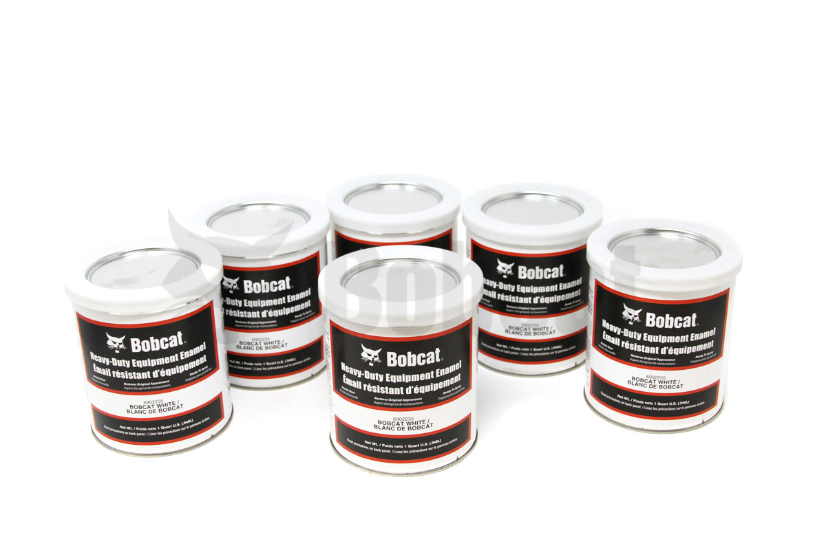 Genuine Bobcat Bobcat White Paint, Quart, 6902235, shown in a group of 6.